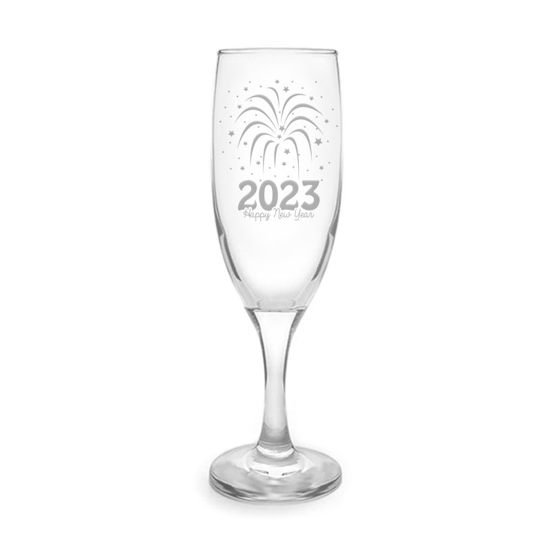 NEW YEARS CHAMPAGNE GLASS - 2023 - 7.5 OZ FLUTE