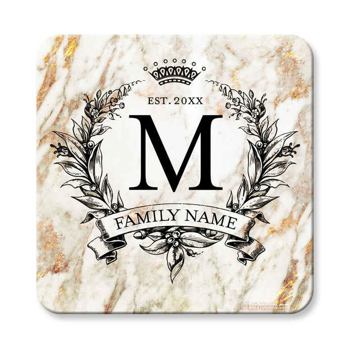 Marble Monogram - CUSTOMIZABLE Cork Bottom Coaster 