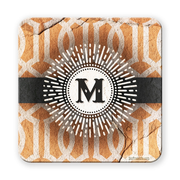 Sunburst Monogram - CUSTOMIZABLE Cork Bottom Coaster