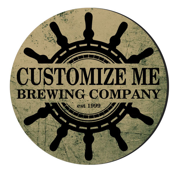 CUSTOMIZABLE Coaster - 4in Round Foam - Ship Wheel Design