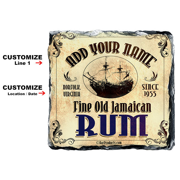 CUSTOMIZABLE Rock Slate Coaster - Rum Themed