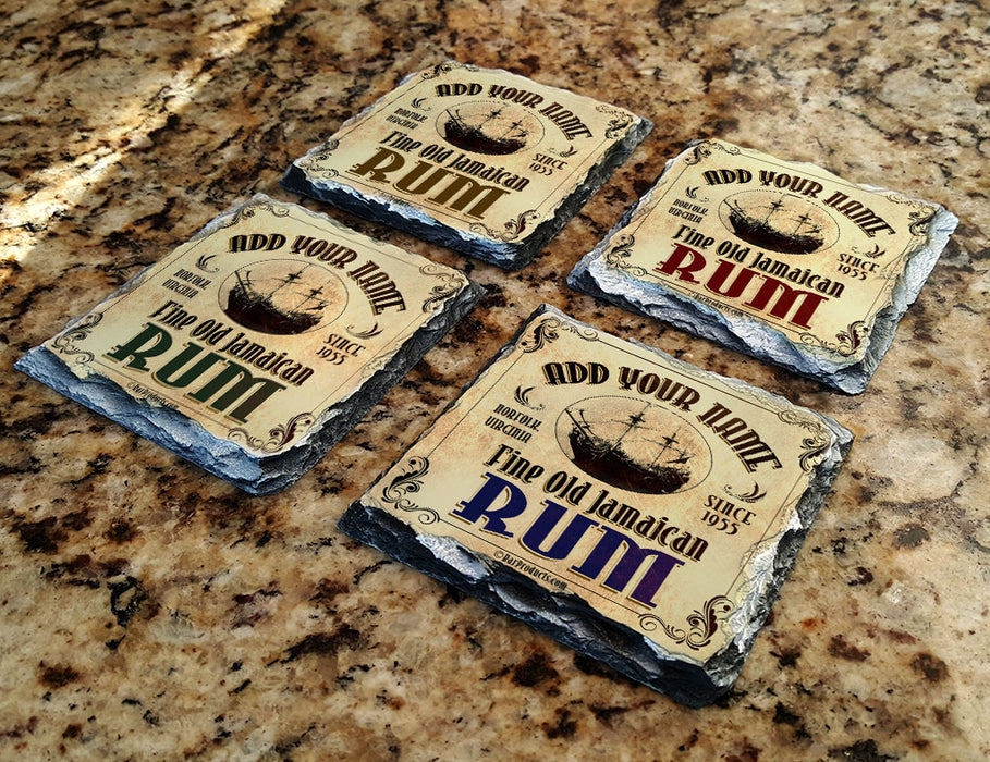 CUSTOMIZABLE Rock Slate Coaster - Rum Themed