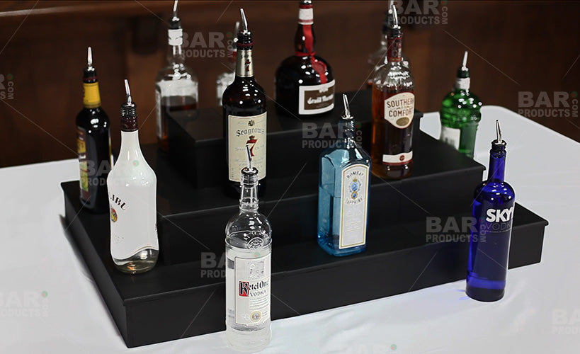 MixMaster™ 2 Tier Incremental Wooden Liquor Bottle Shelf Displays - NATURAL