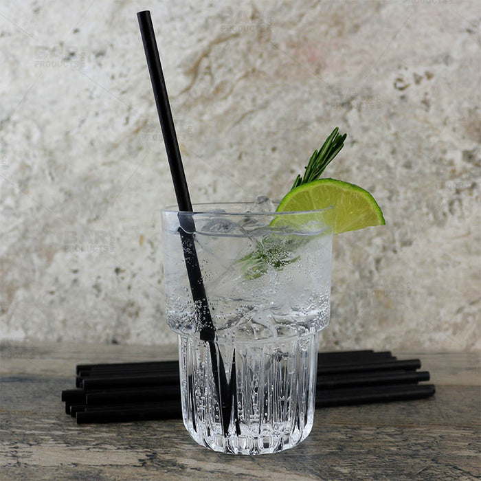 BarConic® "Eco-Friendly" Paper Straws - 7 3/4" Solid Black - Packs of 100